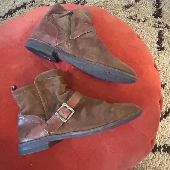 H.S. Trask suede leather Ankle Boots booties Slouchy Design Buckle harness 10 - Picture 2 of 9